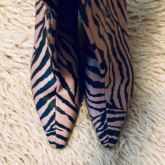 Modern Tan And Black Zebra Print Tall Boots (11) - Picture 4 of 5